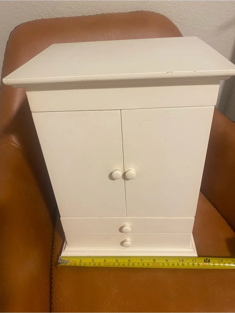 White Wooden Jewelry Cabinet with Doors and Drawers